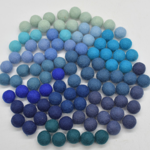 Blue Colours Felt Balls (set of 10)