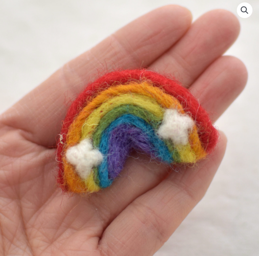 Felt rainbow with clouds