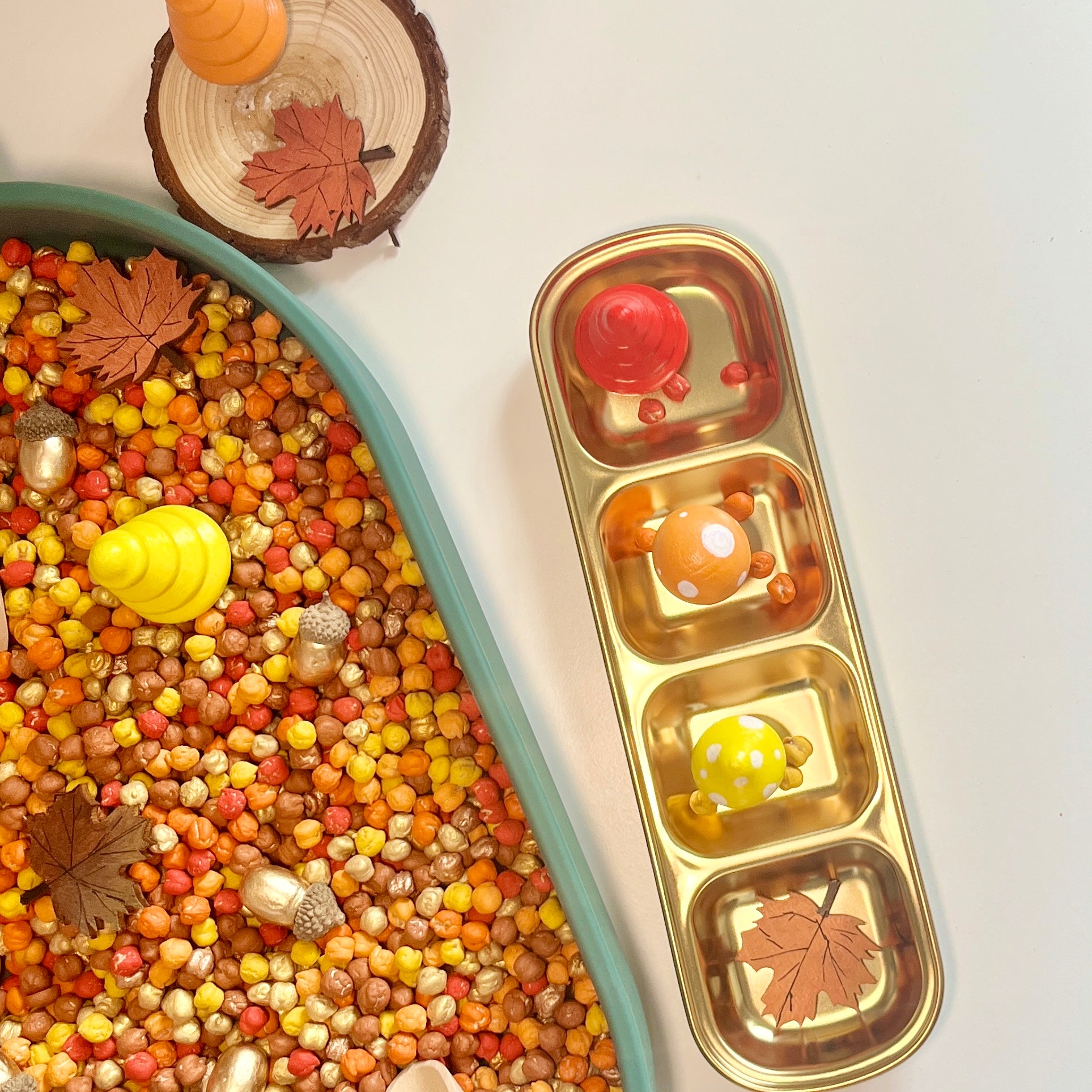 Gold stainless steel sorting tray