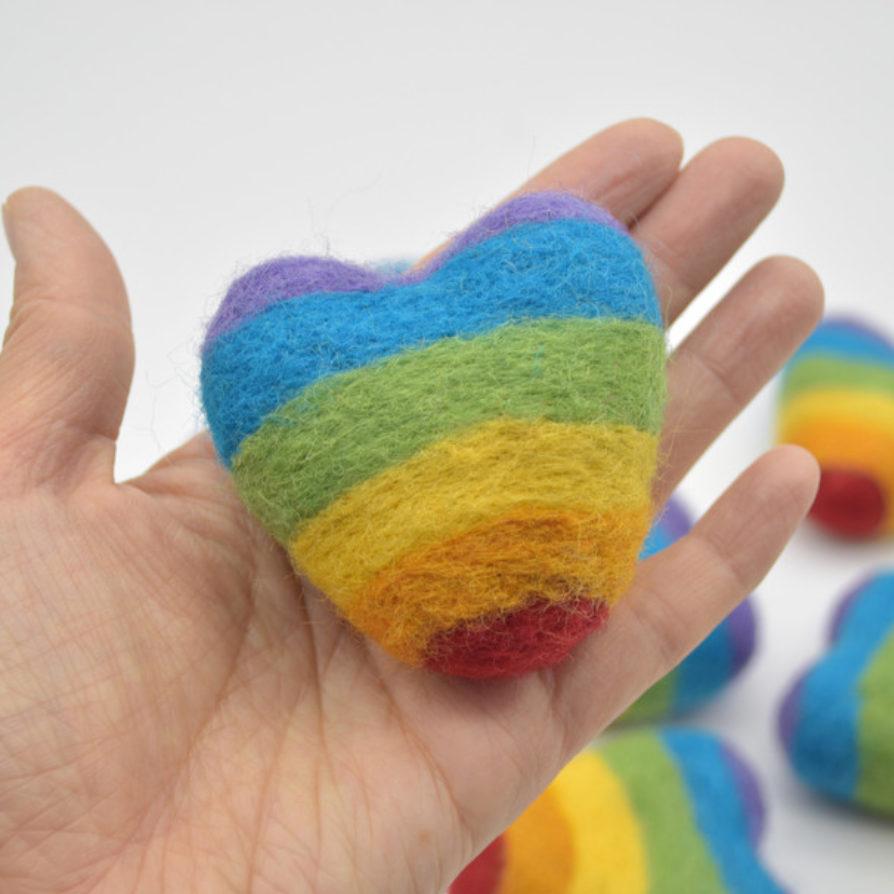 Large Rainbow Felt Heart