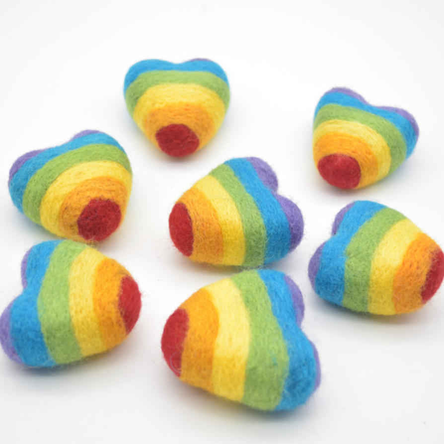 Large Rainbow Felt Heart