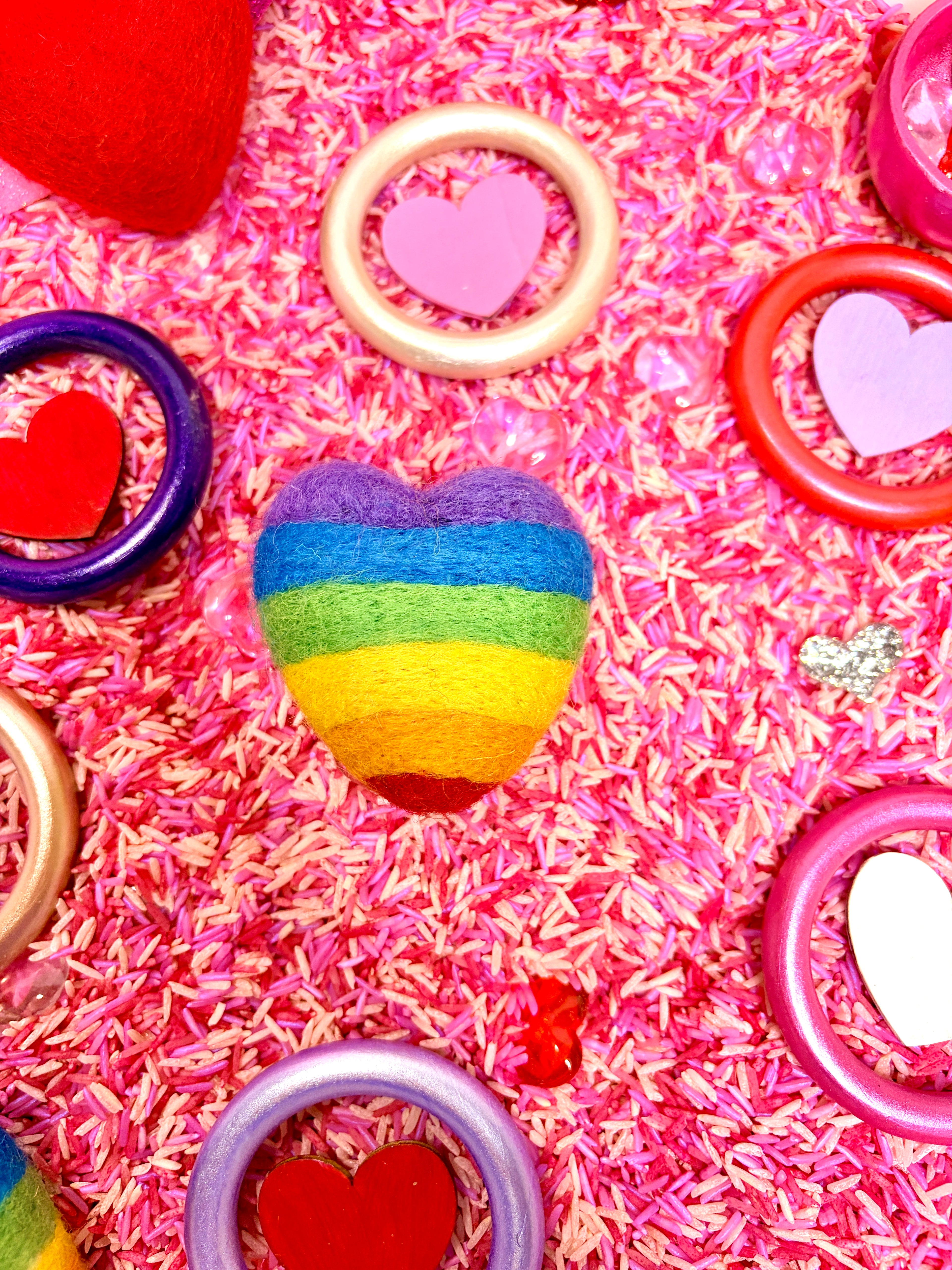 Large Rainbow Felt Heart