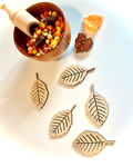 Natural Wooden Beech Leaves (set of 5)