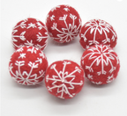 Red Embroidered Snowflake Felt Balls (set of 3)