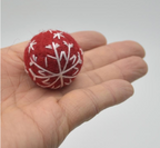 Red Embroidered Snowflake Felt Balls (set of 3)