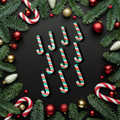 Wooden Candy Cane Counters (set of 10)