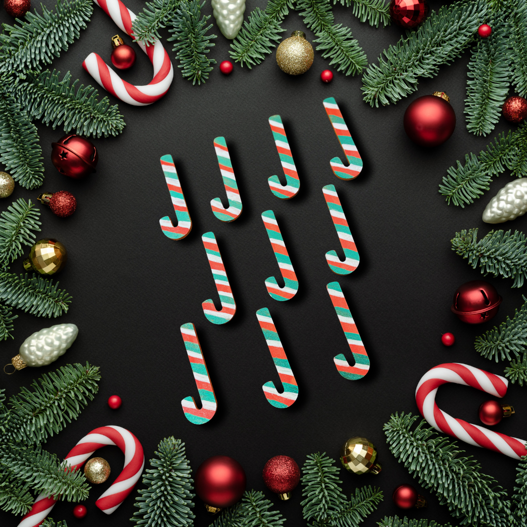 Wooden Candy Cane Counters (set of 10)
