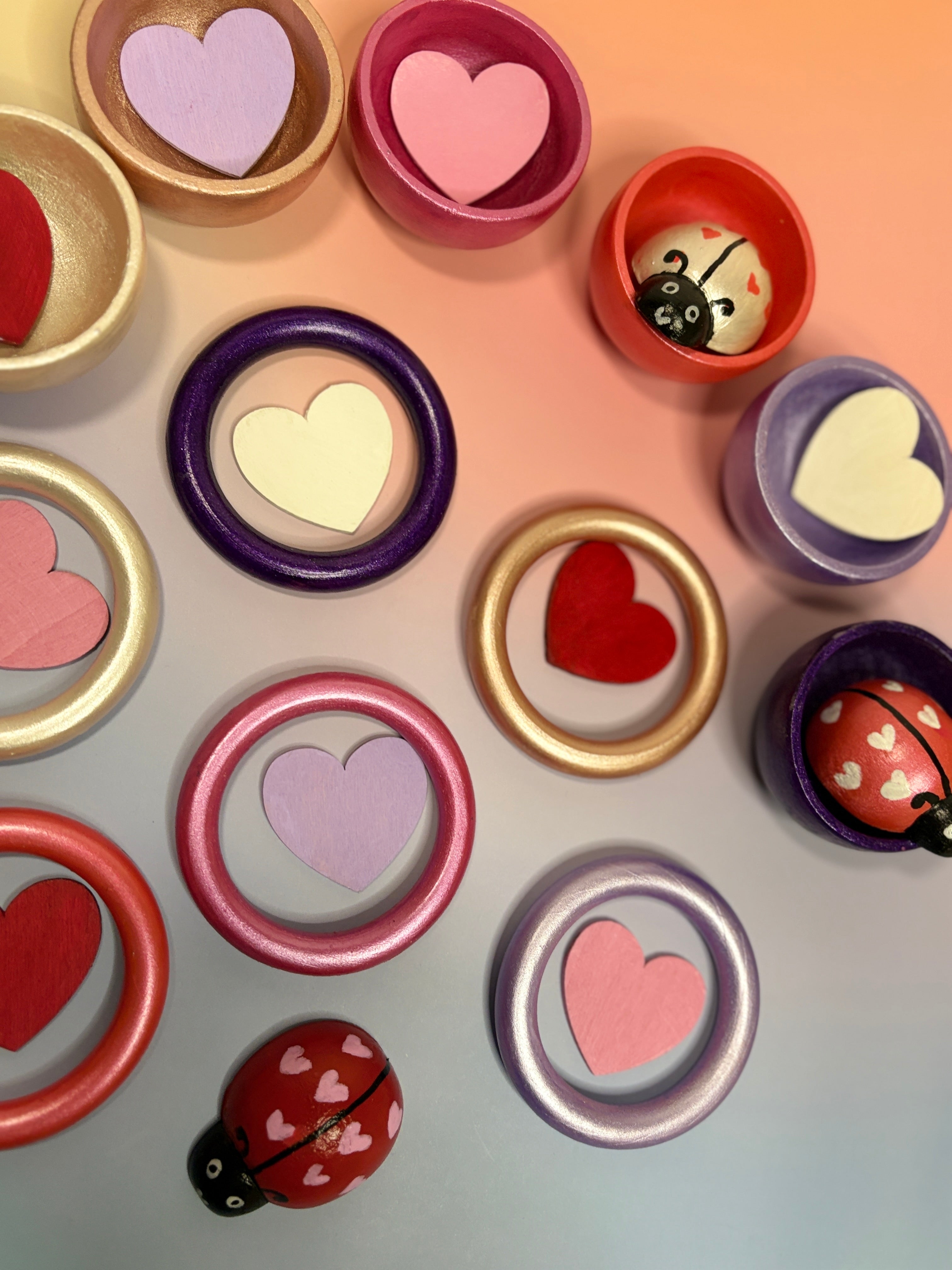 Wooden Heart Counters (set of 10)